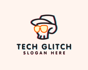 Glitch Skull Glasses logo design