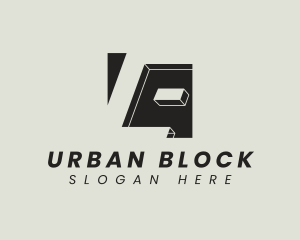 Block - Geometric Block Letter E logo design