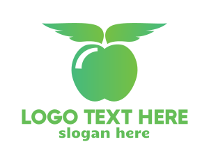 Green Apple - Gradient Apple Wing logo design