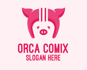 Children - Pink Pig Helmet logo design