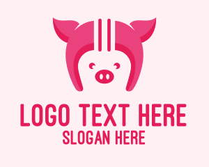 Pig - Pink Pig Helmet logo design