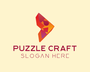 3d Puzzle Arrow logo design