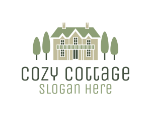 Cottage - Mansion Estate & Trees logo design