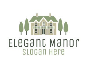 Manor - Mansion Estate & Trees logo design