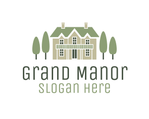 Mansion - Mansion Estate & Trees logo design