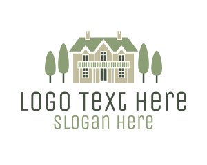 Cottage - Mansion Estate & Trees logo design