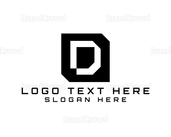 Geometric Digital Typography Letter D Logo
