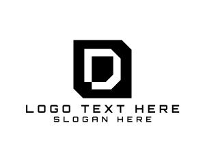 Lettermark - Geometric Digital Typography Letter D logo design