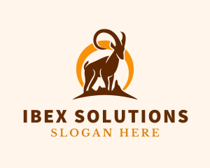 Ibex - Wild Goat Sunrise logo design