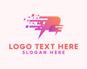 Messaging - Pixelated Speech Bubble logo design