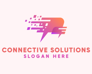 Communicate - Pixelated Speech Bubble logo design