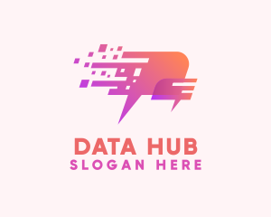 Information - Pixelated Speech Bubble logo design