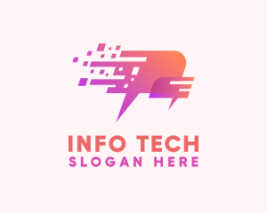 Information - Pixelated Speech Bubble logo design