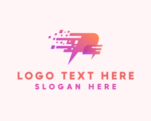 Pixelated Speech Bubble logo design