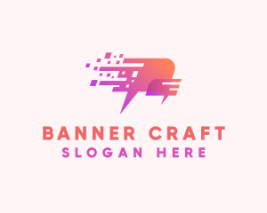 Pixelated Speech Bubble logo design