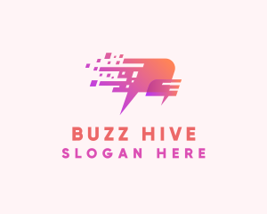 Pixelated Speech Bubble logo design