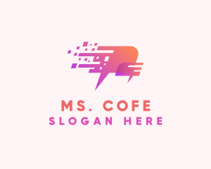 Pixelated Speech Bubble logo design