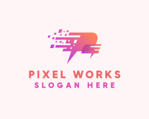 Pixel - Pixelated Speech Bubble logo design