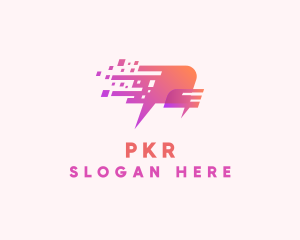 Pixelated Speech Bubble logo design