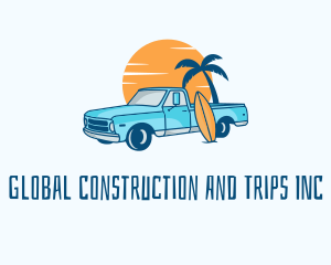 Surfboard - Travel Tropical Surf Destination logo design