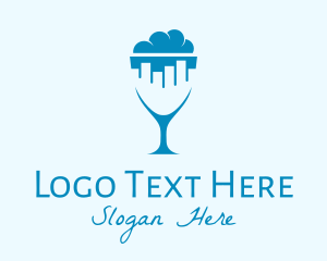 Cloud - Blue City Wine Glass logo design