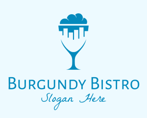 Burgundy - Blue City Wine Glass logo design