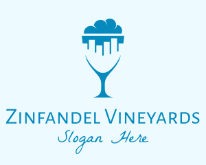 Blue City Wine Glass logo design