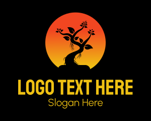 Plant Shop - Sun Bonsai Tree logo design