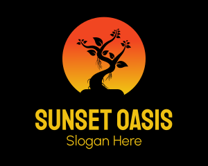 Sun Bonsai Tree logo design