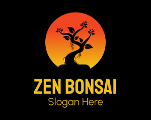 Sun Bonsai Tree logo design