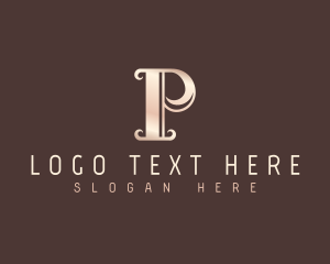 Calligraphy - Metallic Luxury Elegant Letter P logo design