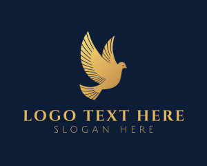 Wedding - Golden Dove Bird logo design