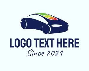 Battery Charger - Blue Electric Car logo design
