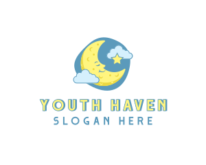 Youth - Sleeping Moon Star logo design