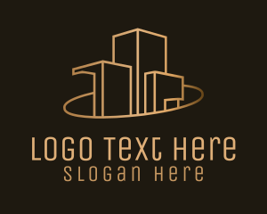 Building - Gold Tower Orbit Industrial logo design