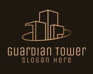 Gold Tower Orbit Industrial logo design