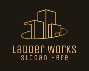 Gold Tower Orbit Industrial logo design