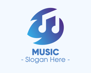 Blue Musical Note logo design