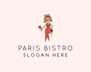 Woman Painter Cartoon logo design