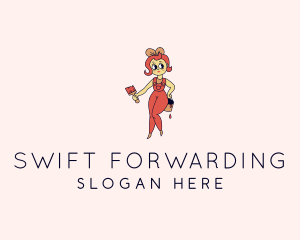 Woman Painter Cartoon logo design