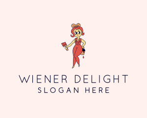 Woman Painter Cartoon logo design