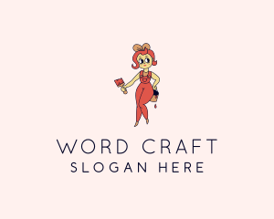 Woman Painter Cartoon logo design