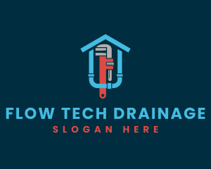 Drainage - Home Pipe Wrench Plumbing logo design