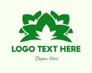 Green And White - Green Leaves Bush logo design
