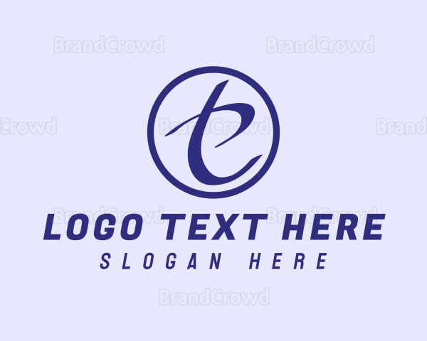 Handwritten Violet Letter T Logo