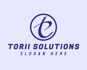 Handwritten Violet Letter T  logo design