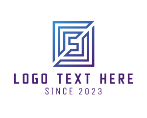 Negative Space - Square Maze Letter S logo design