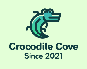 Crocodile - Green Leaf Alligator logo design