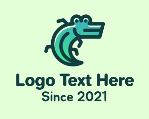 Symmetrical - Green Leaf Alligator logo design