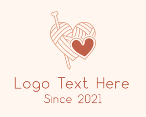Knitter - Pink Heart Crochet logo design